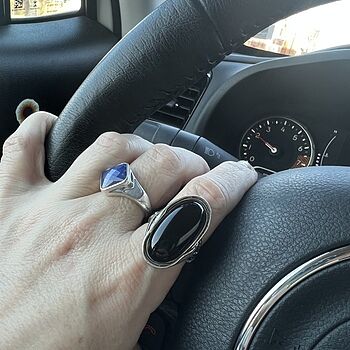 Anello Silpada Argento 925 Con Onice Nero, Stile Wrap, Taglia 8, Usato In Ottime Condizioni