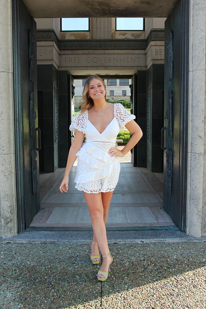 selfie leslie embroidered dress Aphrodite Molded Bust Angel Sleeve Wrap Dress Embroidered White main image 1
