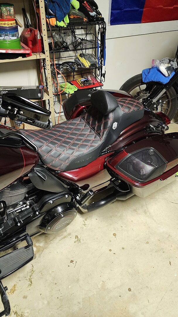 SLMOTO Motorcycle Seat With Sissy Bar Backrest Pad - Fit For Harley Davidson Touring Models (2009-2023), Brown
