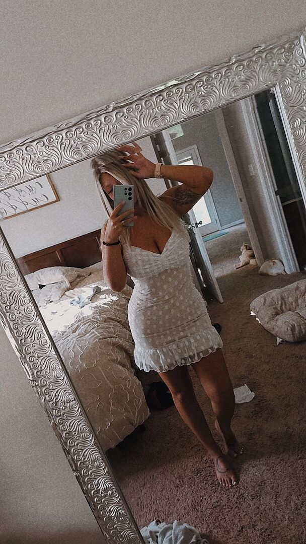 Bambi Ruched Mini Dress Polka Dot White Selfie Leslie