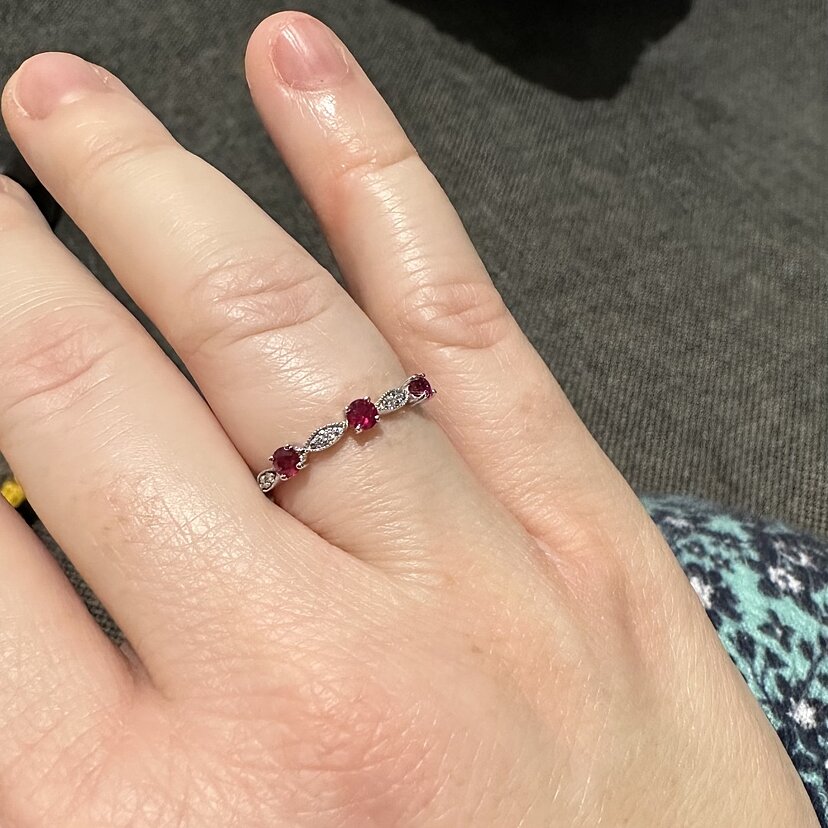 Ruby Diamond Marquise and Dot Ring