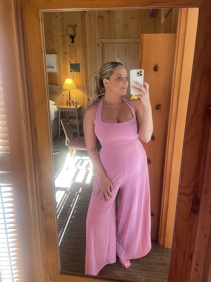 Shop the Remember This Halterneck Wide Leg Jumpsuit Hot Pink