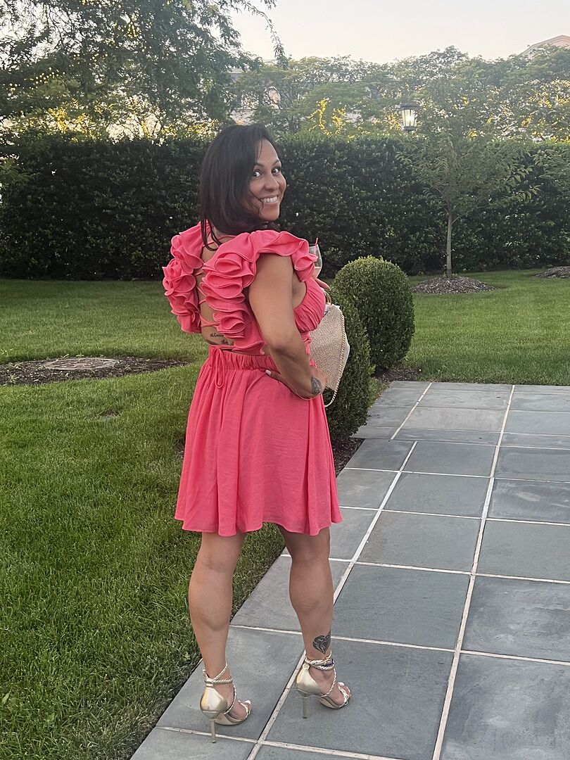 Shop the Adagio Lace-Up Back Mini Dress Flamingo