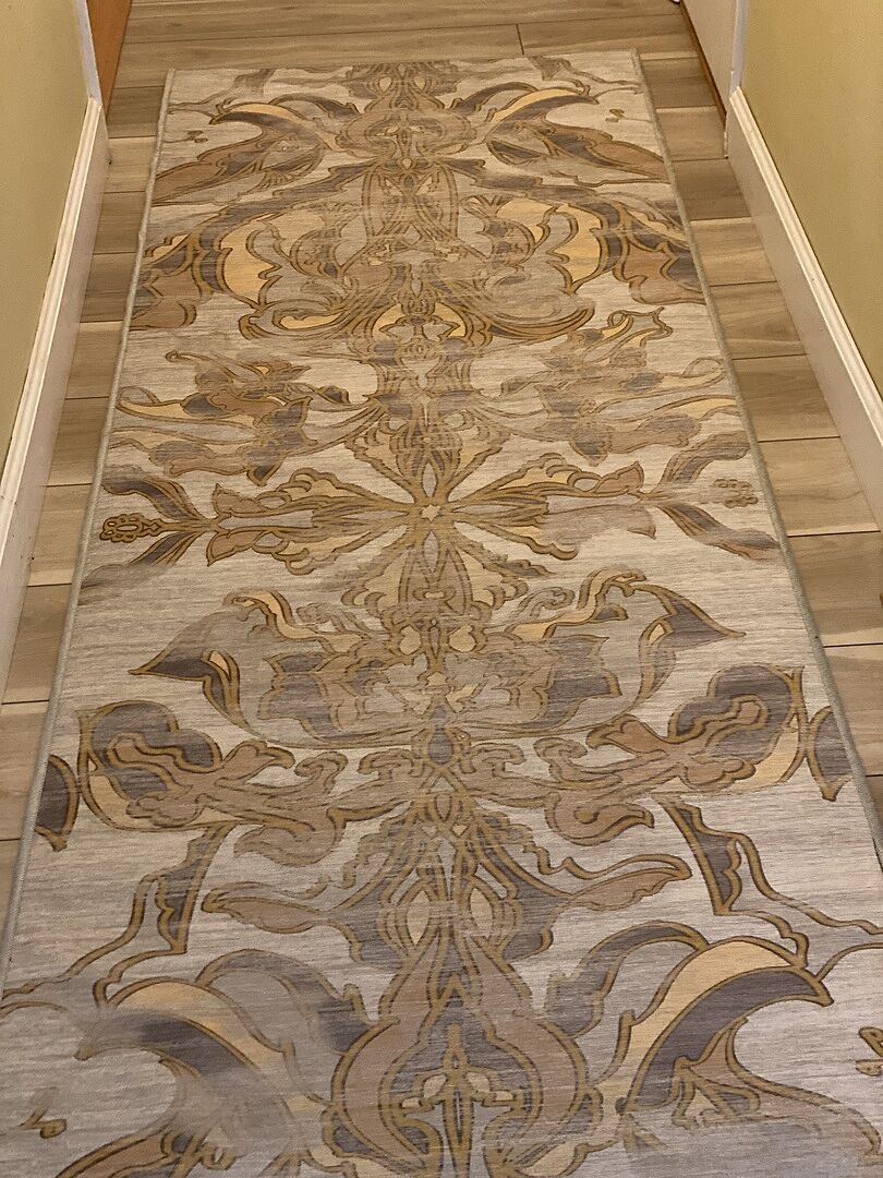 Transitional Damask Gold Rug