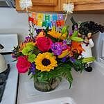 Floral Embrace™ with Happy Birthday Banner 