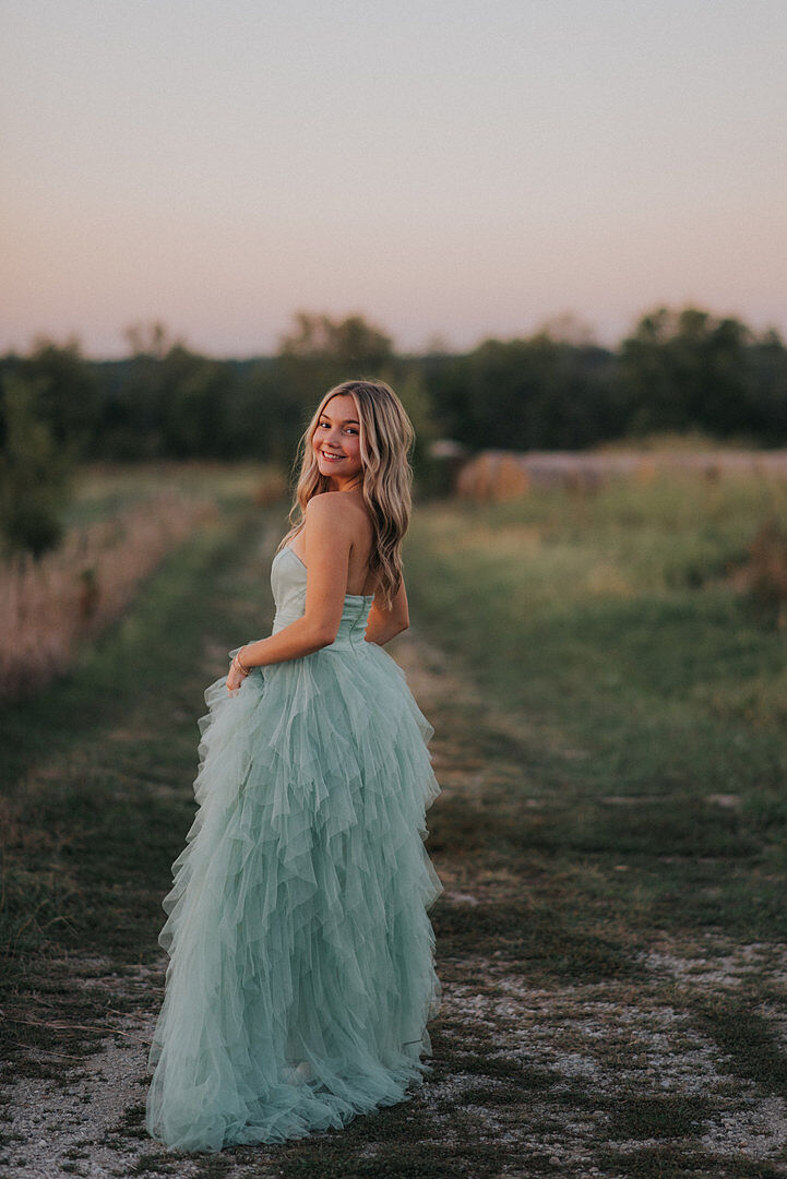 Rori Tulle Cascade Maxi Dress Sage | Selfie Leslie