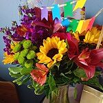 Floral Embrace™ with Happy Birthday Banner 