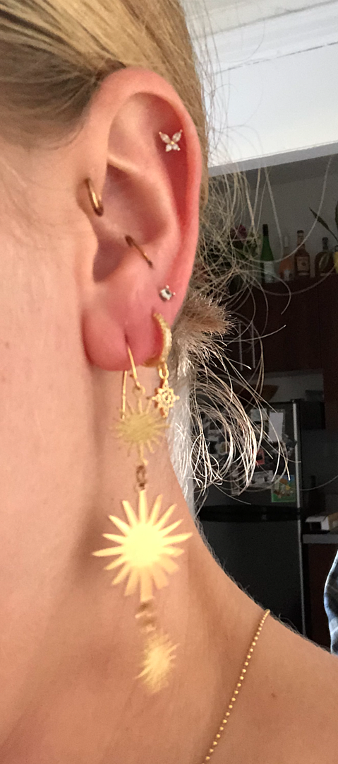 Shop the Midnight Drop Diamante Hoop Earrings Gold