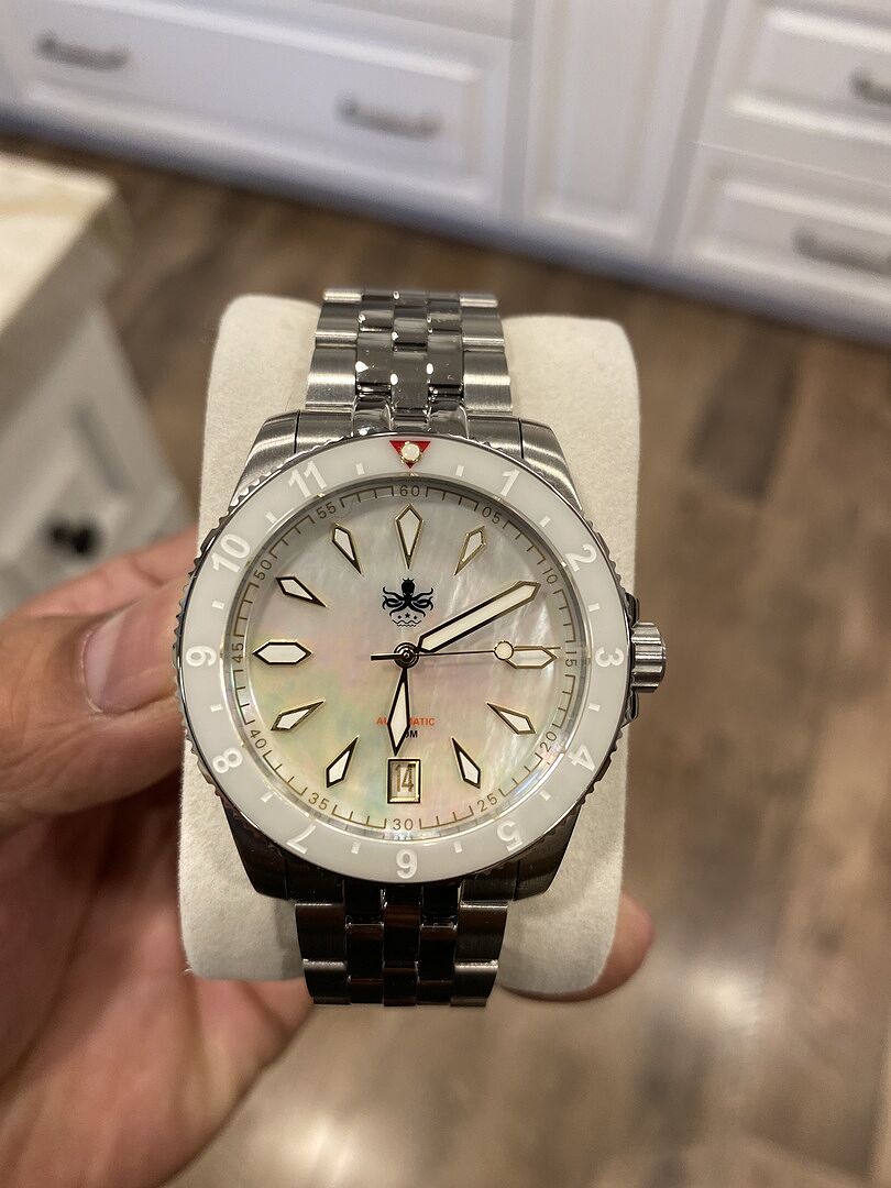 PHOIBOS Voyager 200M Automatic Diver Watch PY035E White MOP