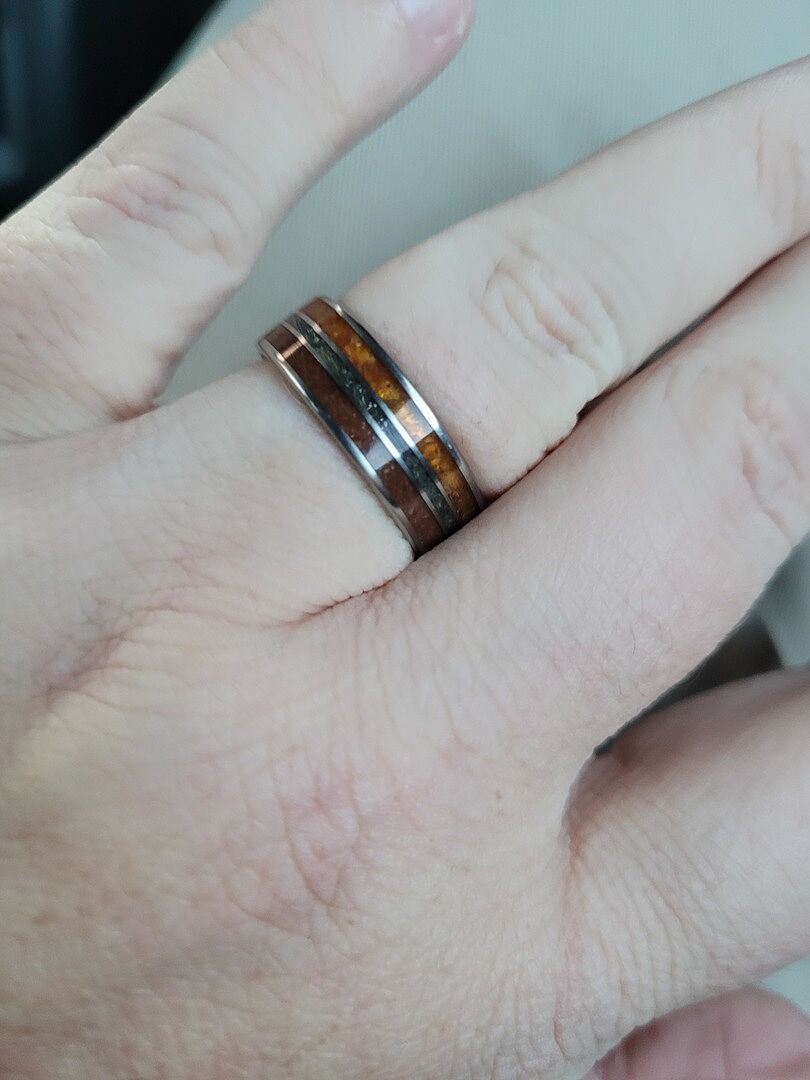 The Jurassic | Titanium Wedding Band + Dinosaur Bone