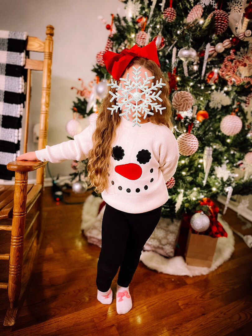 Pull Noël Santa Smiley Pailleté - Taille 18 Ado, Justice, Lavable, Manches Longues