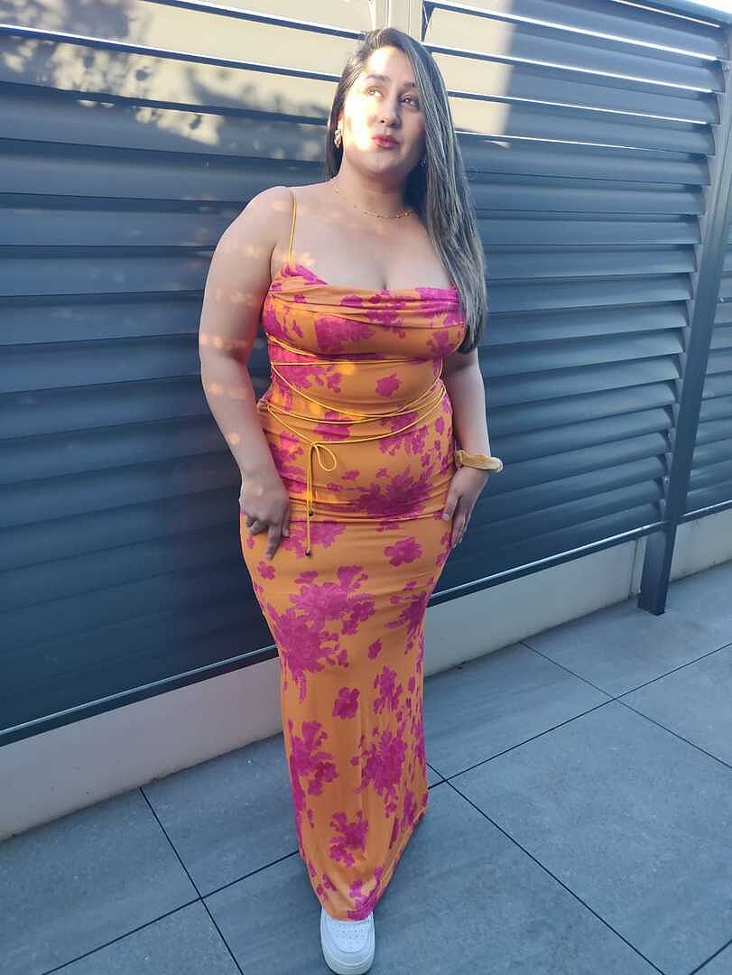 Shop the Teava Laced Waist Maxi Dress Floral Orange