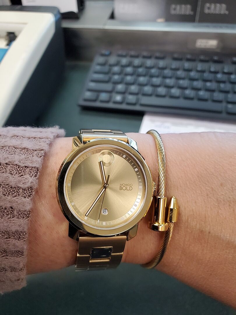 Movado Trend Watch Movado 3600982 Trend Gold Dial Gold Stainless Steel Mesh  main image 3