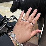 Enamel Band with Hearts Ring