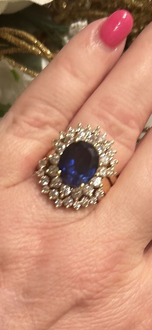 Beautiful Lab Grown Sapphire and Custom Bands