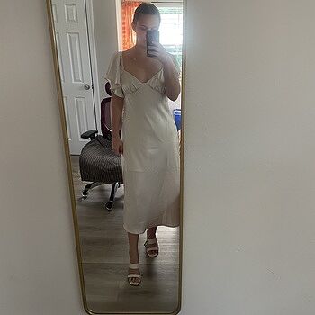 park avenue flutter sleeve side split midi dress ivory Park Avenue Flutter Sleeve Side Split Midi Dress Ivory
