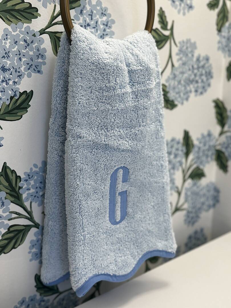 Monogrammed Luxury Scallop Hand Towels Weezie