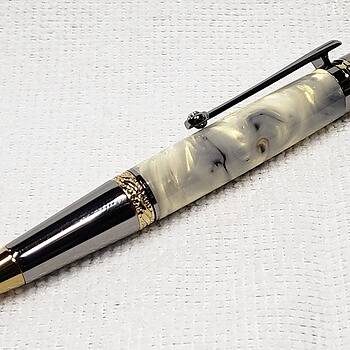 Majestic Squire Twist Pen, Finished in Gold TN and Chrome with Grey & 2024 Black Buckeye Wood.