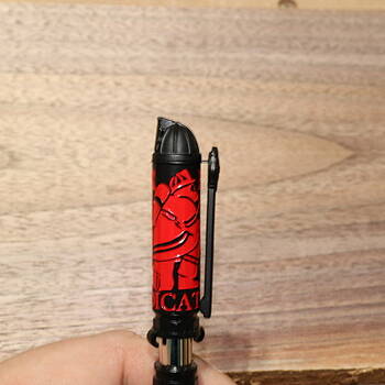 Push and Twist Firefighter pen discount in Chrome and Red with red devil barrel