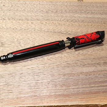 Push and Twist Firefighter pen in Chrome and Red with red devil 2024 barrel