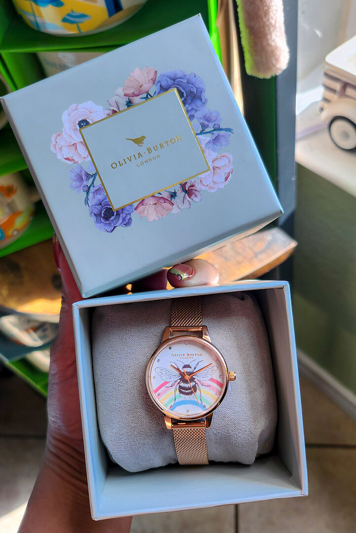 Illustrated Animals Rainbow Bee, Rose Gold Mesh | Olivia Burton London
