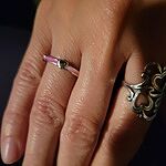 Enamel Band with Hearts Ring