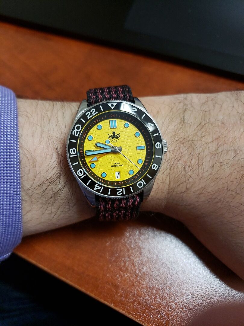 PHOIBOS WAVE MASTER GMT 200M Automatic Diver Watch PY049F Yellow