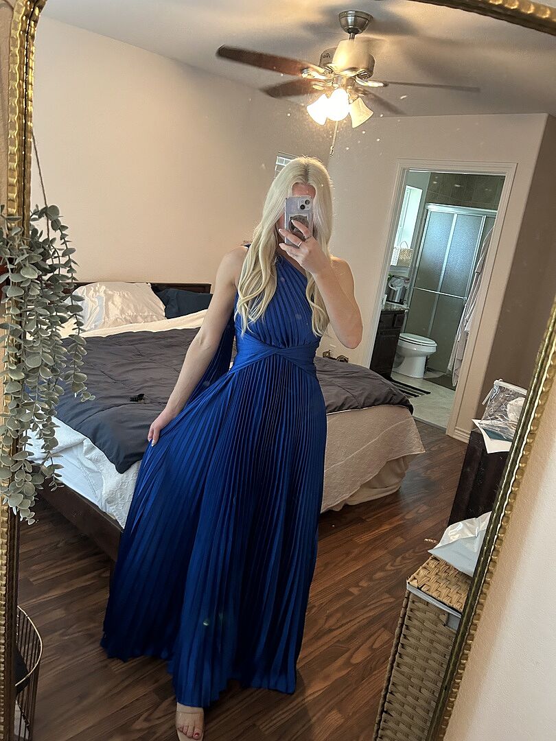 Shop the Laxmi Accordion Pleat Maxi Dress Royal Blue