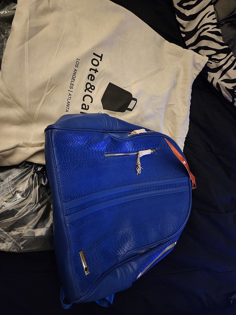 Tote&Carry Royal Blue Snake-Embossed Backpack – NWT Signature Traveler Backpack in Royal Blue – Tote&Carry main image 3