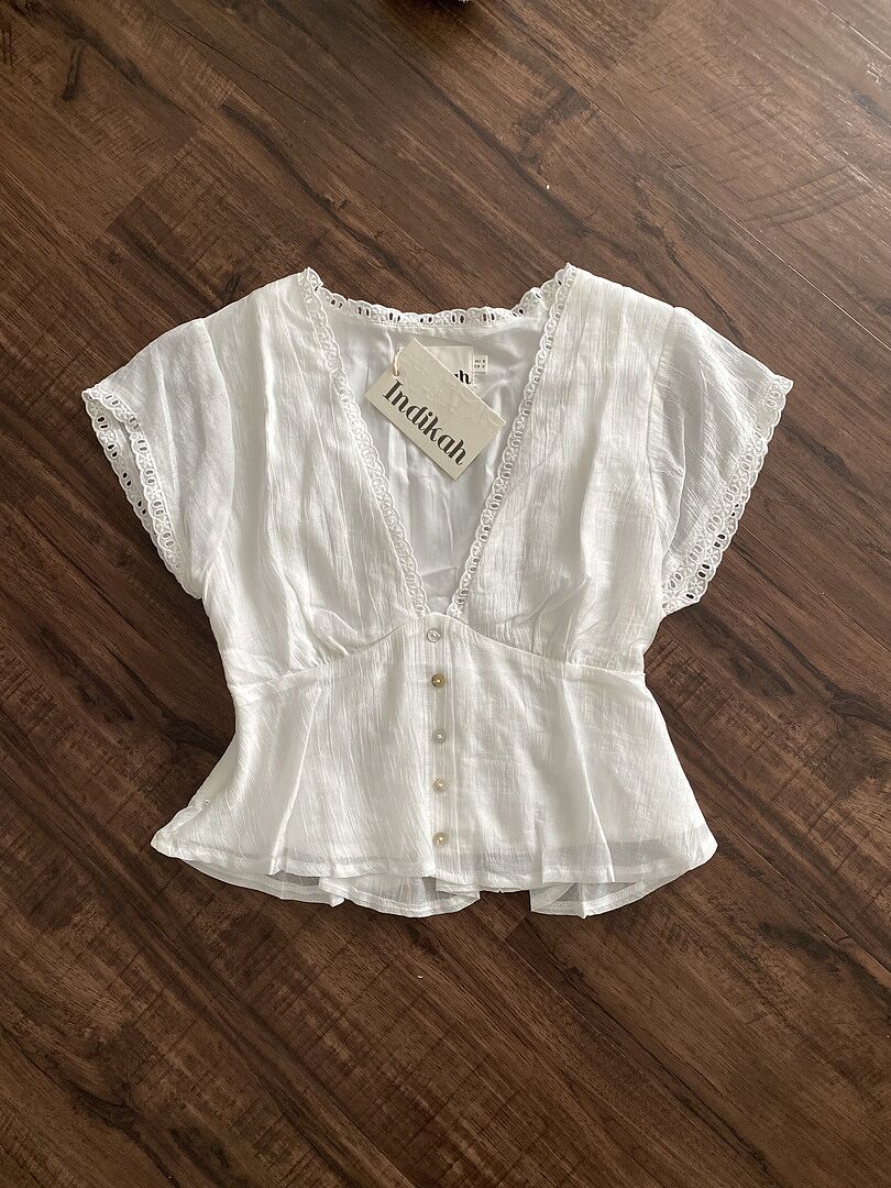 enshia ドットブライズトップス(white) 前後2WAYねじりトップス A/ホワイト 38 | troisiemechaco