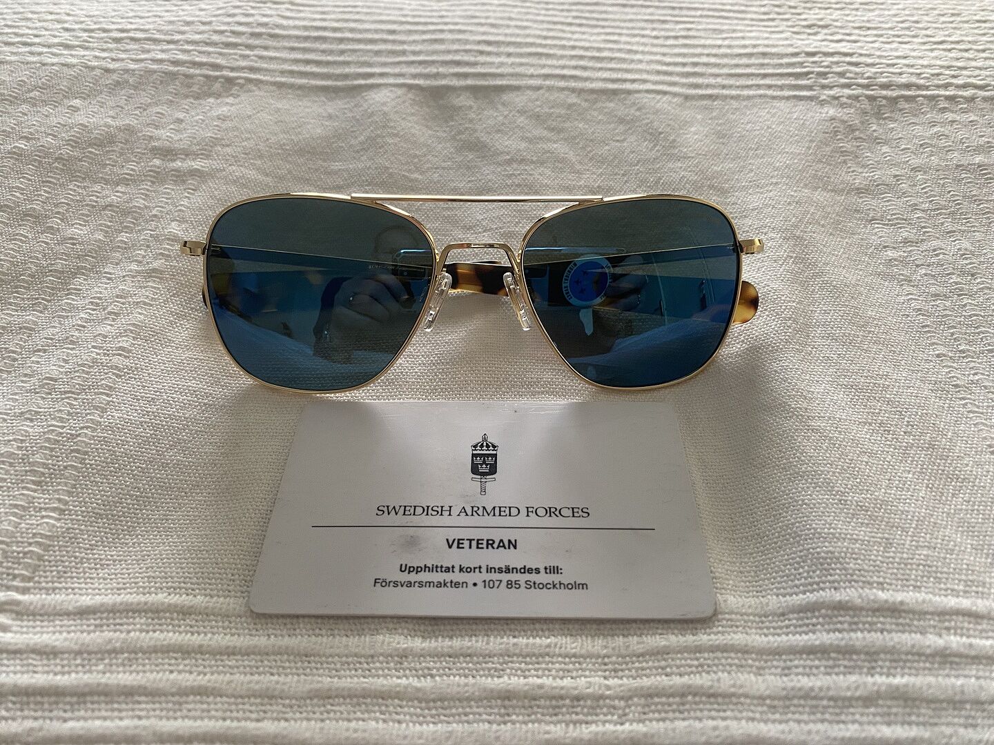 Randolph Aviator 23k Gold occhiali sole vetro Cobalt
