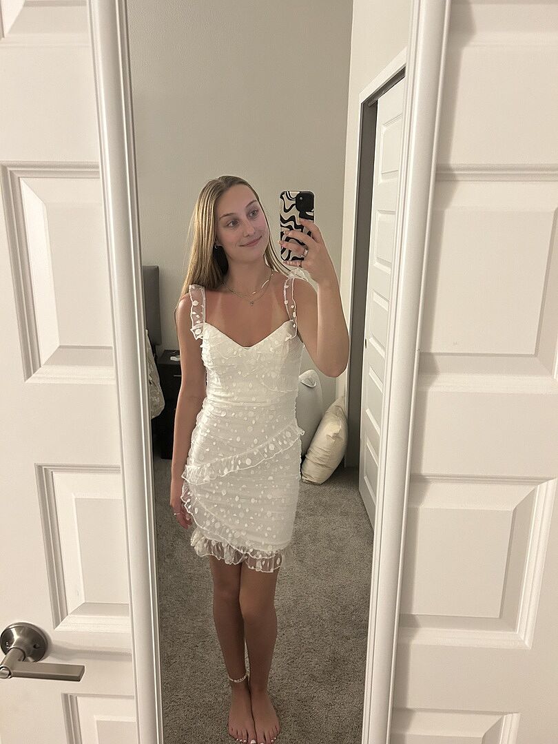 knee length dresses for ladies Verona Off-Shoulder Ruffle Mini Dress White main image 0