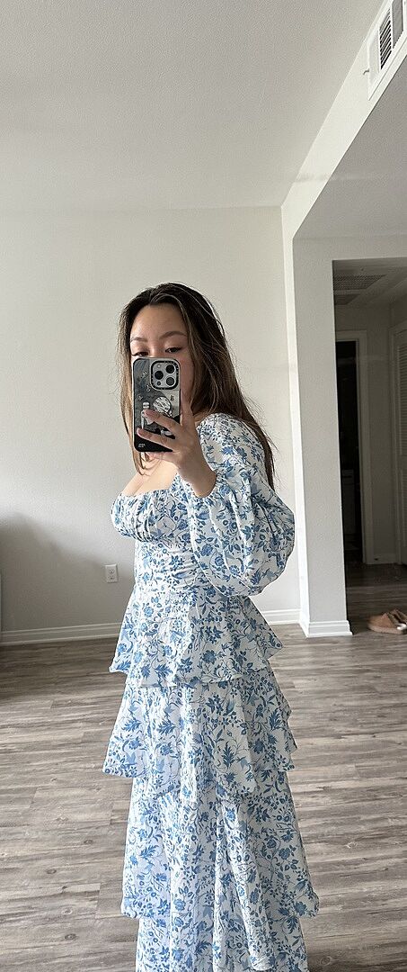 Shop the Provence Bloom Long Sleeve Maxi Dress Floral Blue