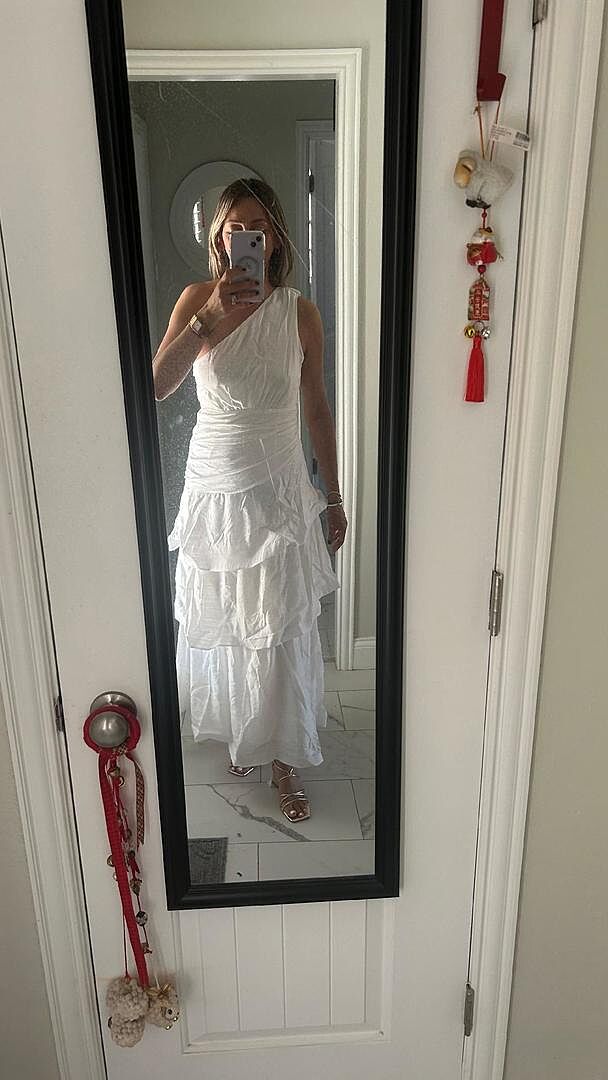 Shop the Kenny One Shoulder Tiered Maxi Dress White