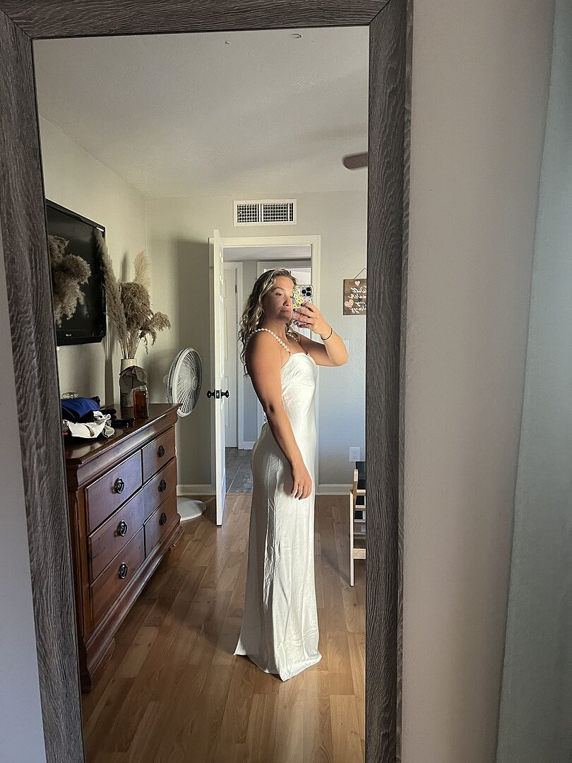 Saving Grace Pearl Strap Maxi Dress Oyster Selfie Leslie