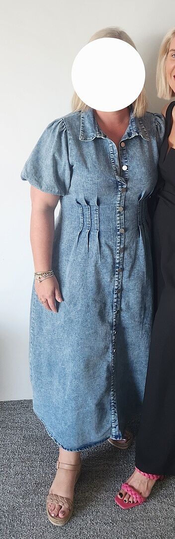 Shop the Zurich Pleated Waist Midi Dress Denim Blue