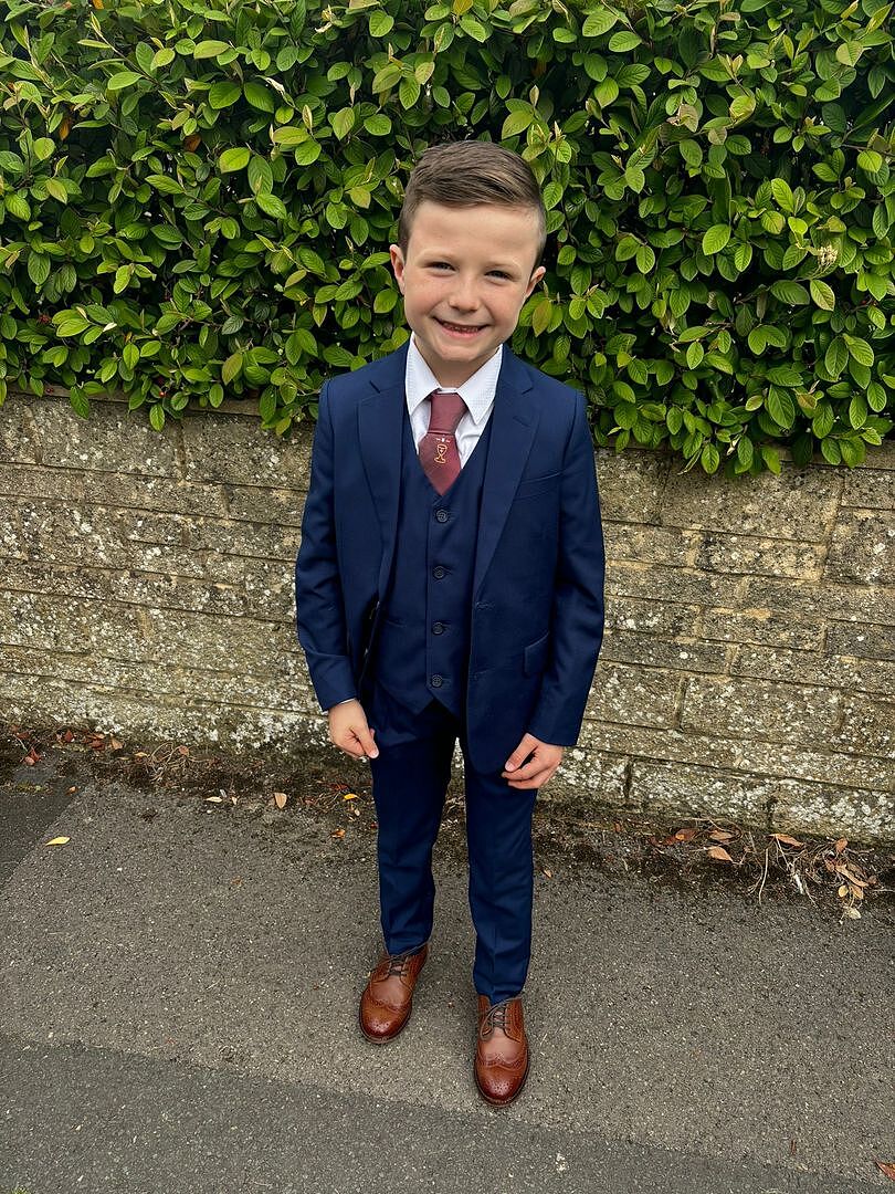 Navy Suit Red Dickie Suit Slim Fit Navy Pinstripe Wool Suit Set By