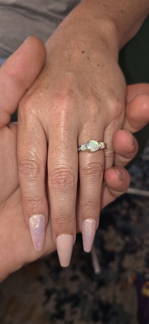 Three Stone Round Swiss Blue Topaz Ring with Diamond Accents