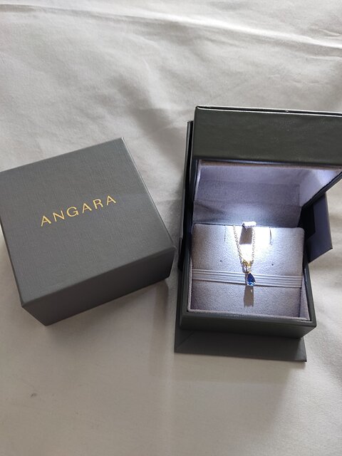 Blue Sapphire and Diamond teardrop pendant