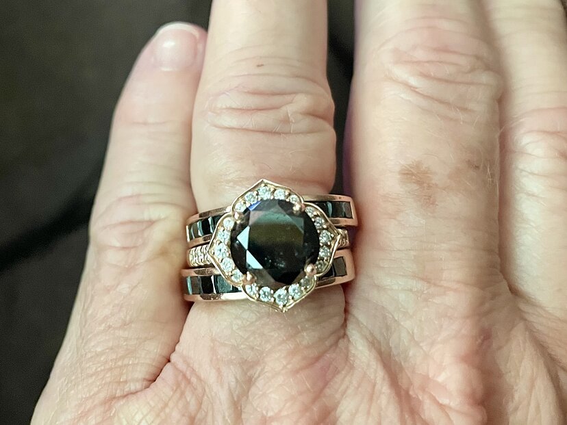 Channel Set Princess Enhanced Black Diamond Half Eternity Ring