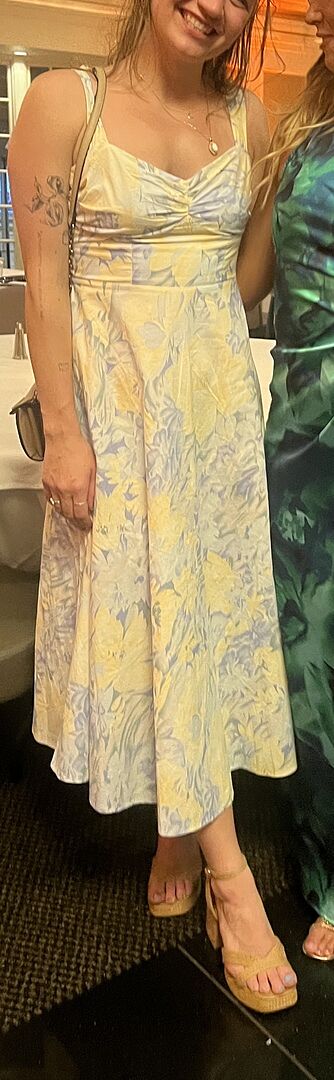 Sweet Pea Tied Shoulder Midi Dress Floral Purple Selfie Leslie