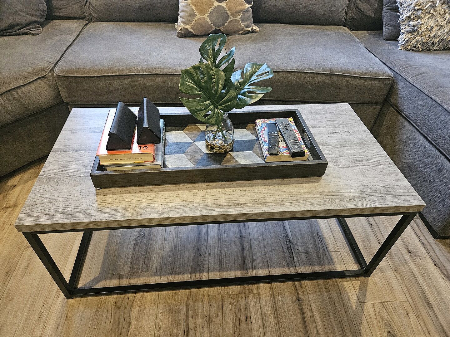 44in Modern Industrial Rectangular Wood Grain Coffee Table w 44in Modern Industrial Rectangular Wood Grain Coffee Table w