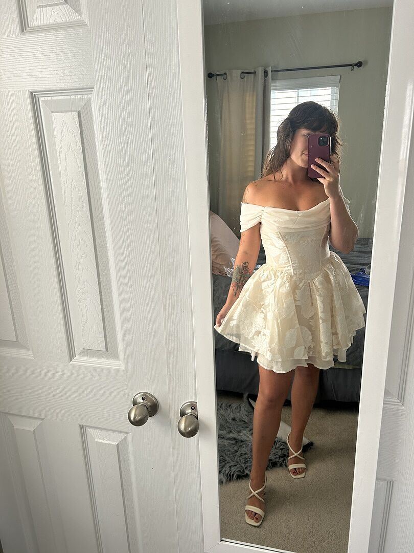 Shop the Lusting Off Shoulder Mini Dress Cream Shop the Lusting Off Shoulder Mini Dress Cream