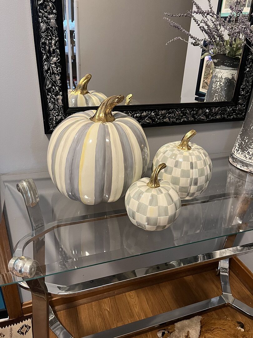 まめきんページ MacKenzie-Childs | Sterling Stripe Medium Pumpkin