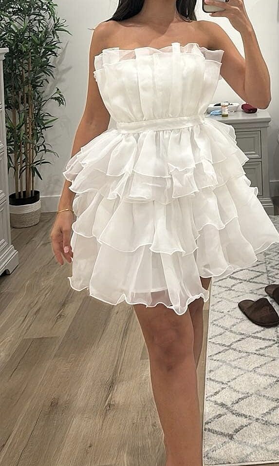 open lace back dress Ivory Tiered Organza Ruffle – Addison main image 1