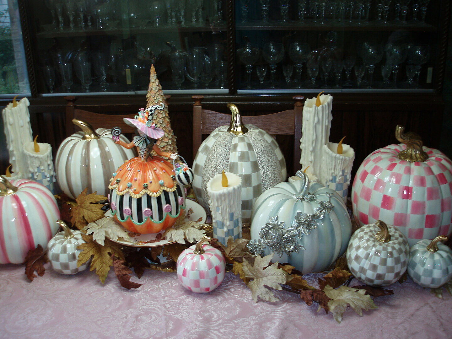 Bubblegum Pink Check Mini Pumpkin