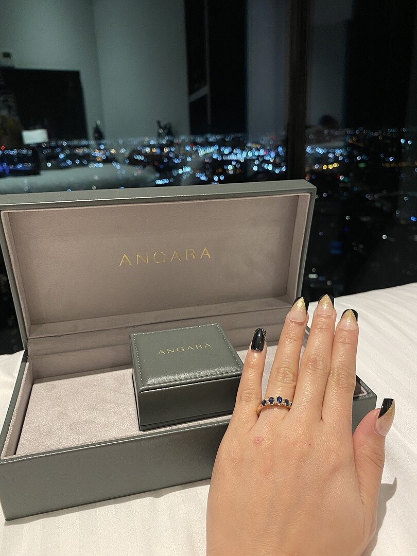 Five Stone Blue Sapphire and Diamond Wedding Ring