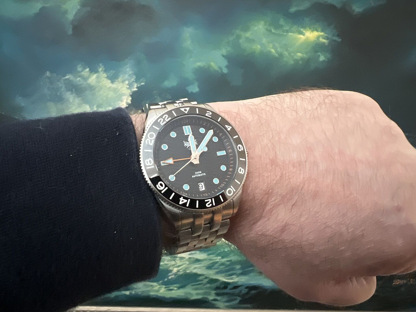 PHOIBOS WAVE MASTER GMT 200M Automatic Diver Watch PY049C Black