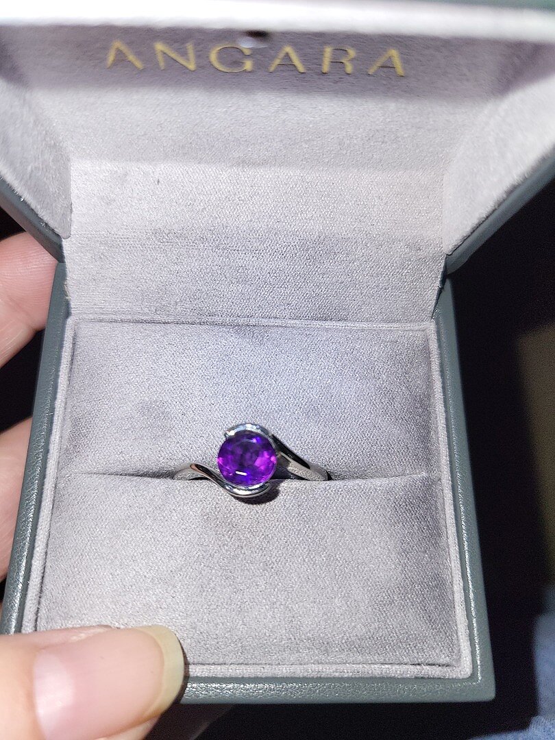 Semi Bezel-Set Solitaire Round Amethyst Bypass Ring