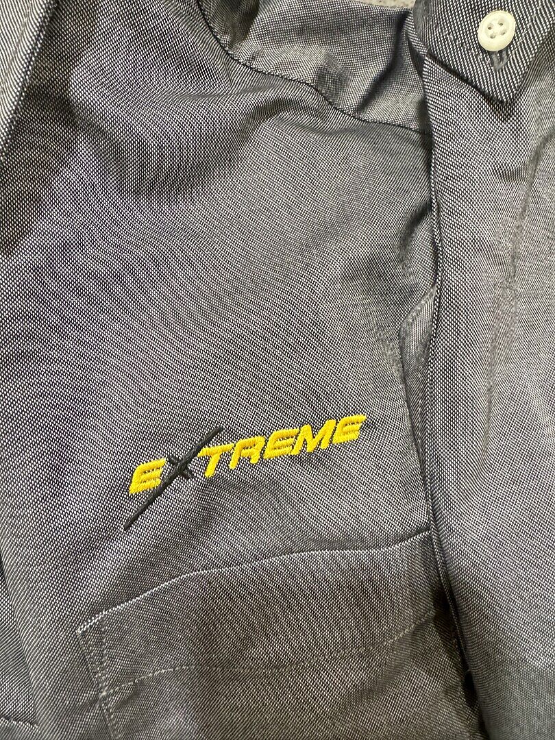 Heat pressed one one, embroidered on the others